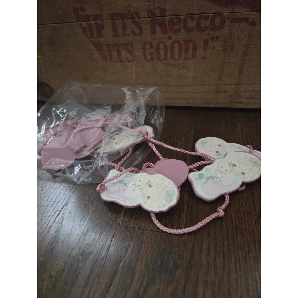 Vtg Precious Moments 1989 Trim A Tree 8' Pink Wood Doll Garland Christmas